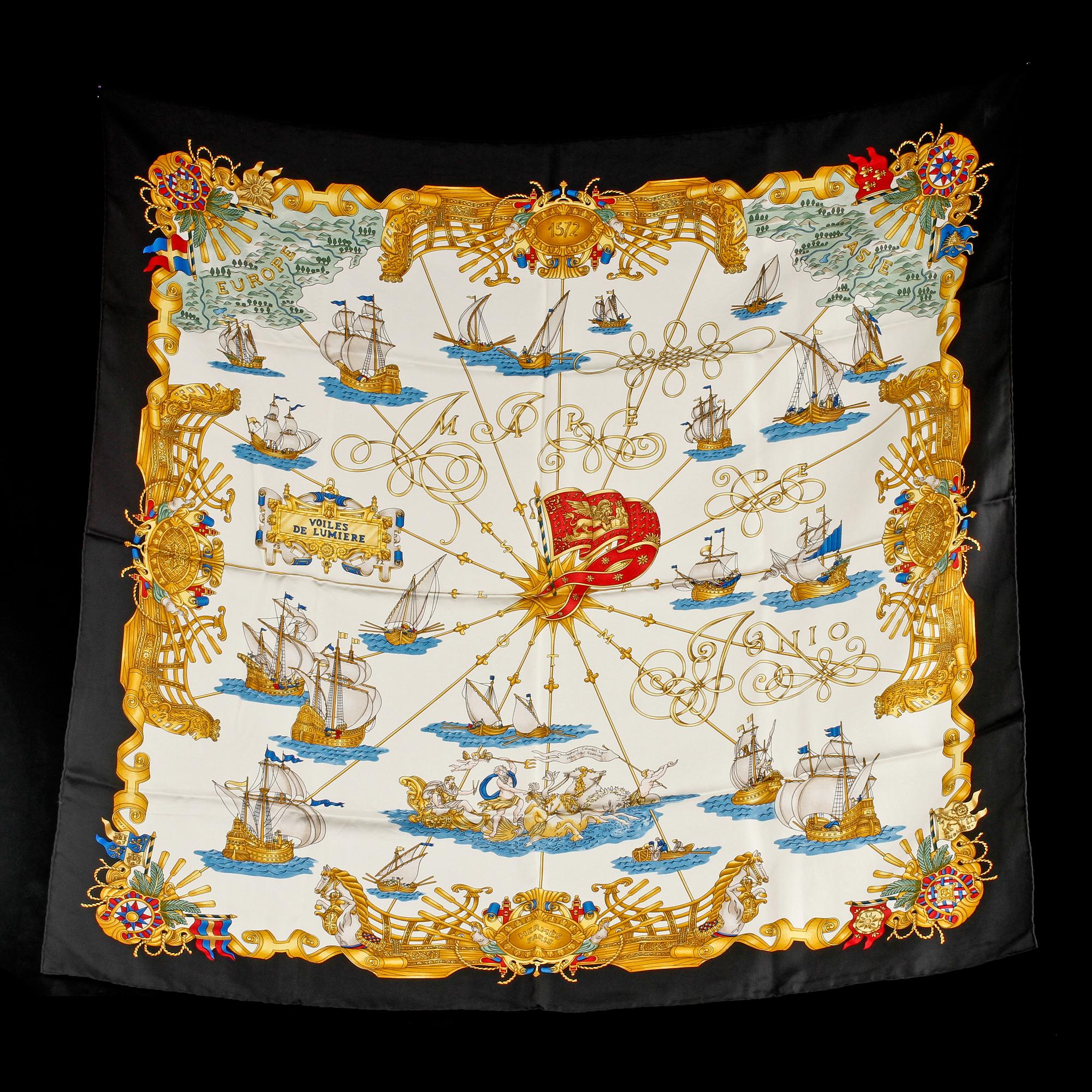 SCARF, siden, "Voiles de Lumiere", Jochim Metz, Hermés, 1900-talets fjärde kvartal.