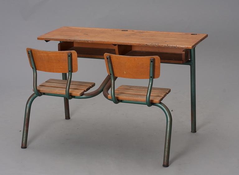 A studentdesk, possibly Jean Prouvè, France 1940s.