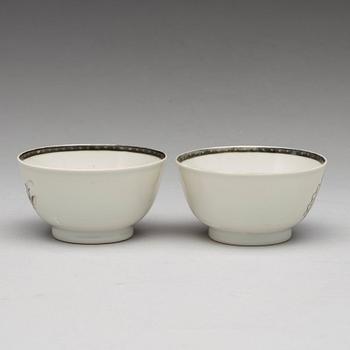 A pair of armorial grisaille cups, Qing dynasty, Qianlong (1736-95).