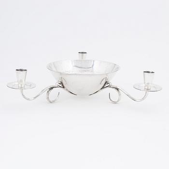 A silver candelabra with bowl, Jose Marmolejos, Tane, Mexico, 20th century.