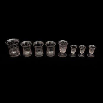 GLAS, 8 st, Sverige, omkring 1800.