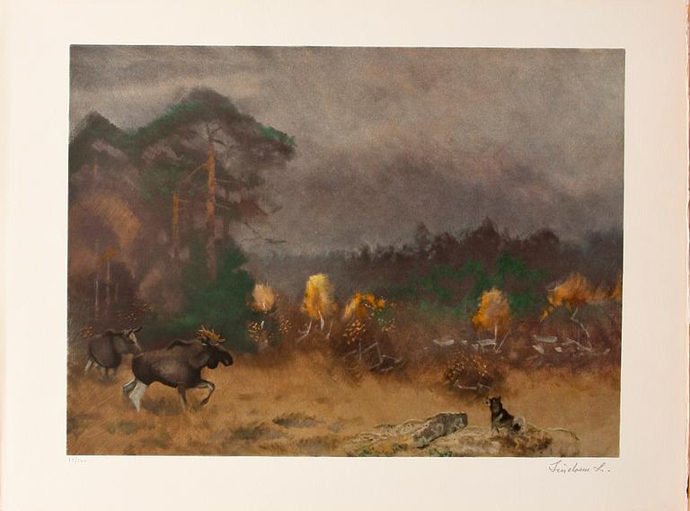 LINDORM LILJEFORS, mapp med 5 färglitografier, sign o numr.