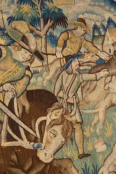 A tapestry, "Wolf hunting", tapestry weave, ca 250,5 x 240,5 cm, Flanders first half of the 17th century or older.