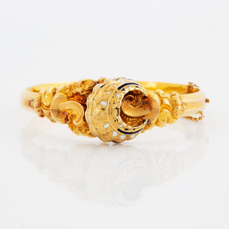 Armring 18K guld och emalj, Carl Otto Zetterberg, Stockholm, 1848.