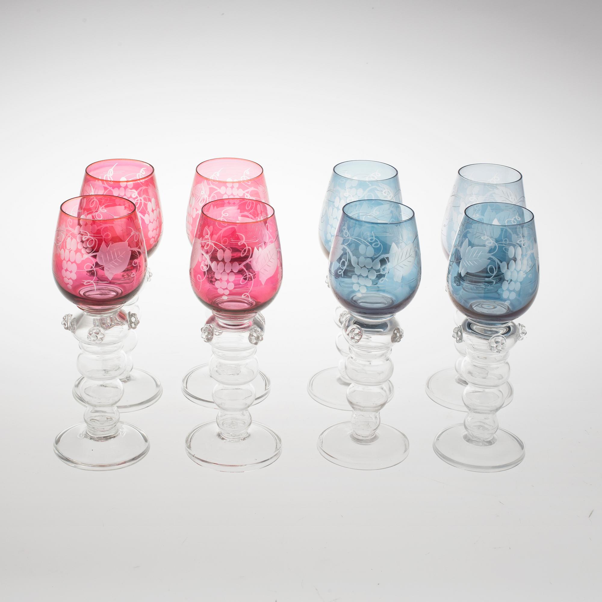 VINGLAS, 8+11 delar, glas, 1900-tal.