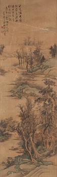 1039. Rullmålning, färg och tusch på siden. Signerad Lan Meng (1644-1722), men senare, Qing dynastin.