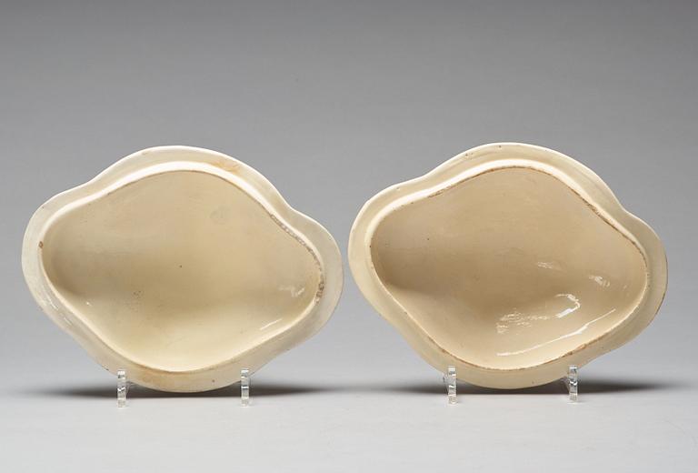 A pair of cream ware tureens with covers, Marieberg, period of Steen (1769-1788).