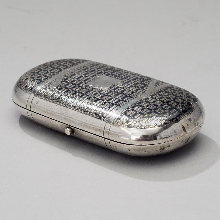 CIGAR CASE, silver and niello, Moscow 1864, N.Feofilov, weight 112 g.