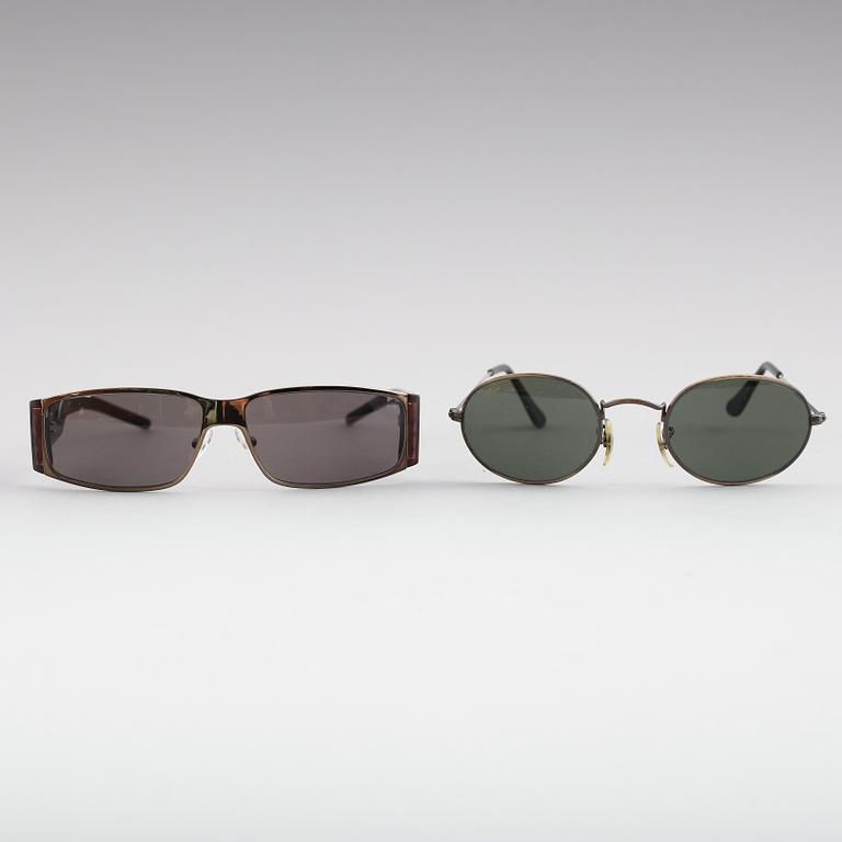 SOLGLASÖGON, 2 par, Ray-Ban samt Max Mara.