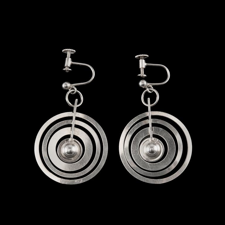 Tapio Wirkkala, A PAIR OF EARRINGS, silver, "Silver Moon", N. Westerback, Helsinki 1971. Weight 7 g.