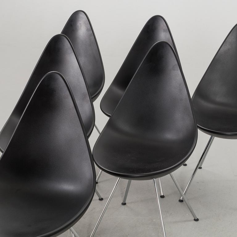 SIX ARNE JACOBSEN CHAIRS "DROPPEN" FOR FRITZ HANSEN.