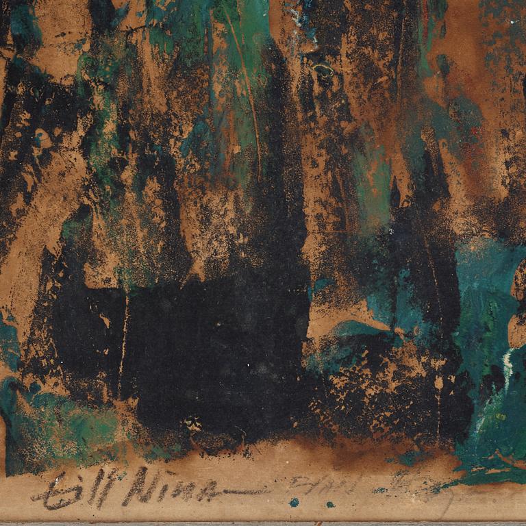 Adja Yunkers, mixed media on paper panel, indistictly signed with dedication to Nina.