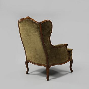 FÅTÖLJ, rokokostil, omkring 1900-talets mitt.