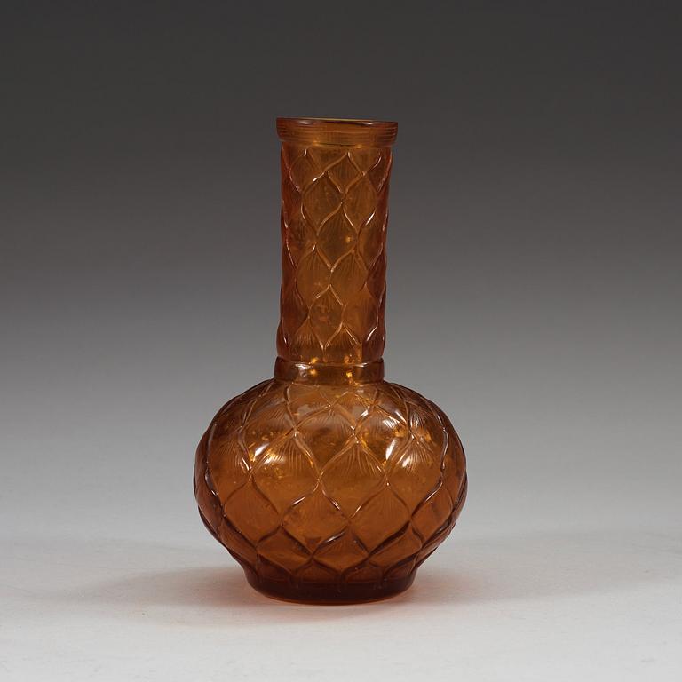 A Chinese amber coloured peking glass vase, 20th Century, with a Tongzhi mark.