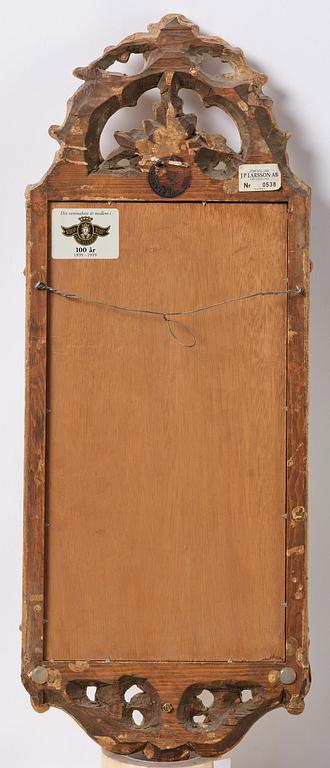 A pair of giltwood one-branch girandole mirrors by JP Larsson.