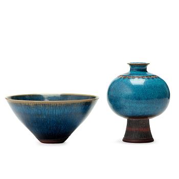 41. Wilhelm Kåge, A Wilhelm Kåge 'Farsta' stoneware vase and a bowl, Gustavsberg's studio, Sweden 1955-56.