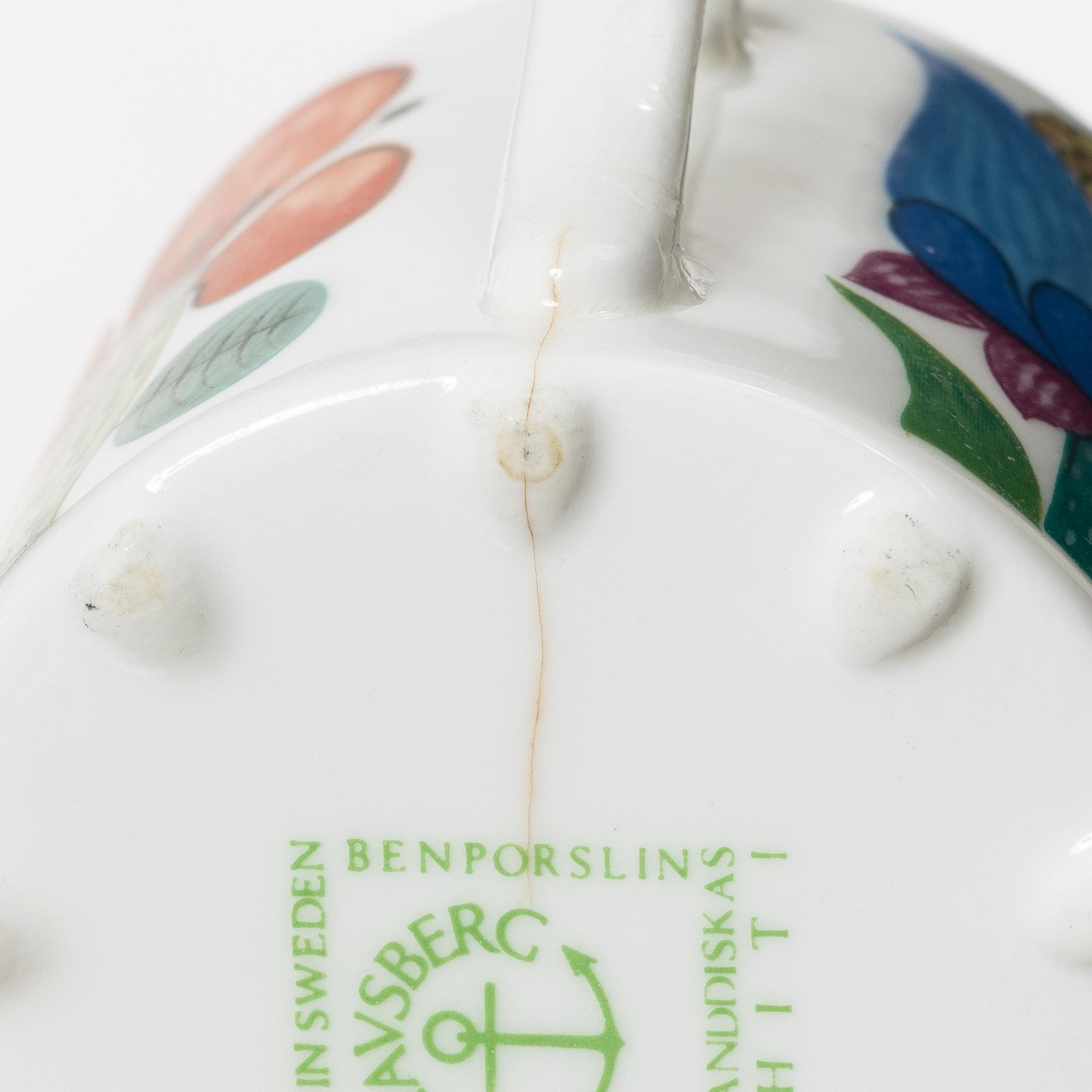 Stig Lindberg, five 'Tahiti' coffee cups with saucers, Gustavsberg.