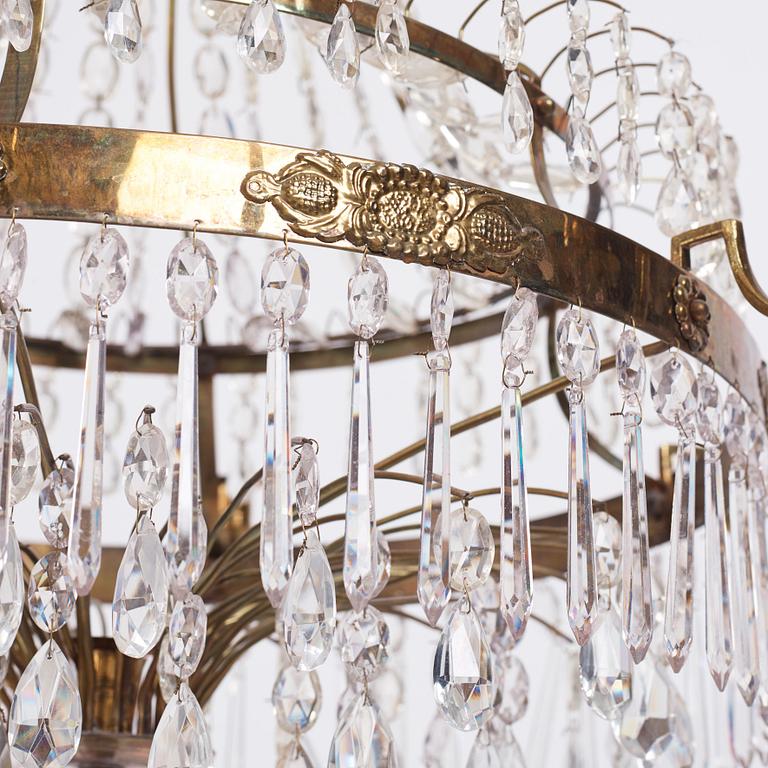 A pair of late Gustavian seven-light chandeliers, early 19th century.
