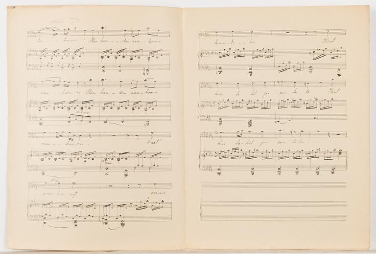 Oskar Merikanto, handwritten sheet music, "Miksi laulan" op. 20, no. 2 of three songs, 4 pages, probably comp. in 1894.