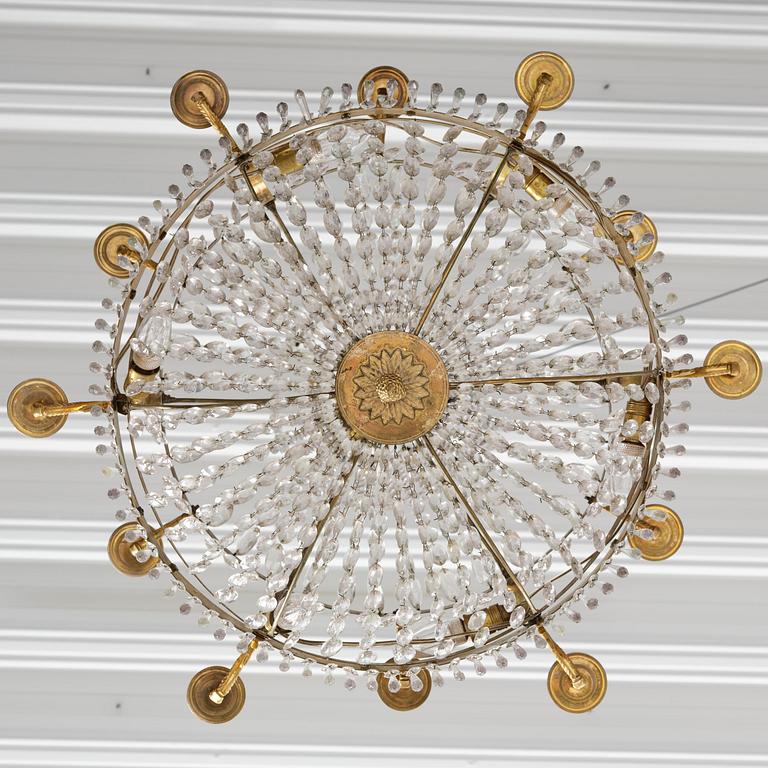 A Swedish Empire twelve-branch chandelier, Stockholm, early 19th century.