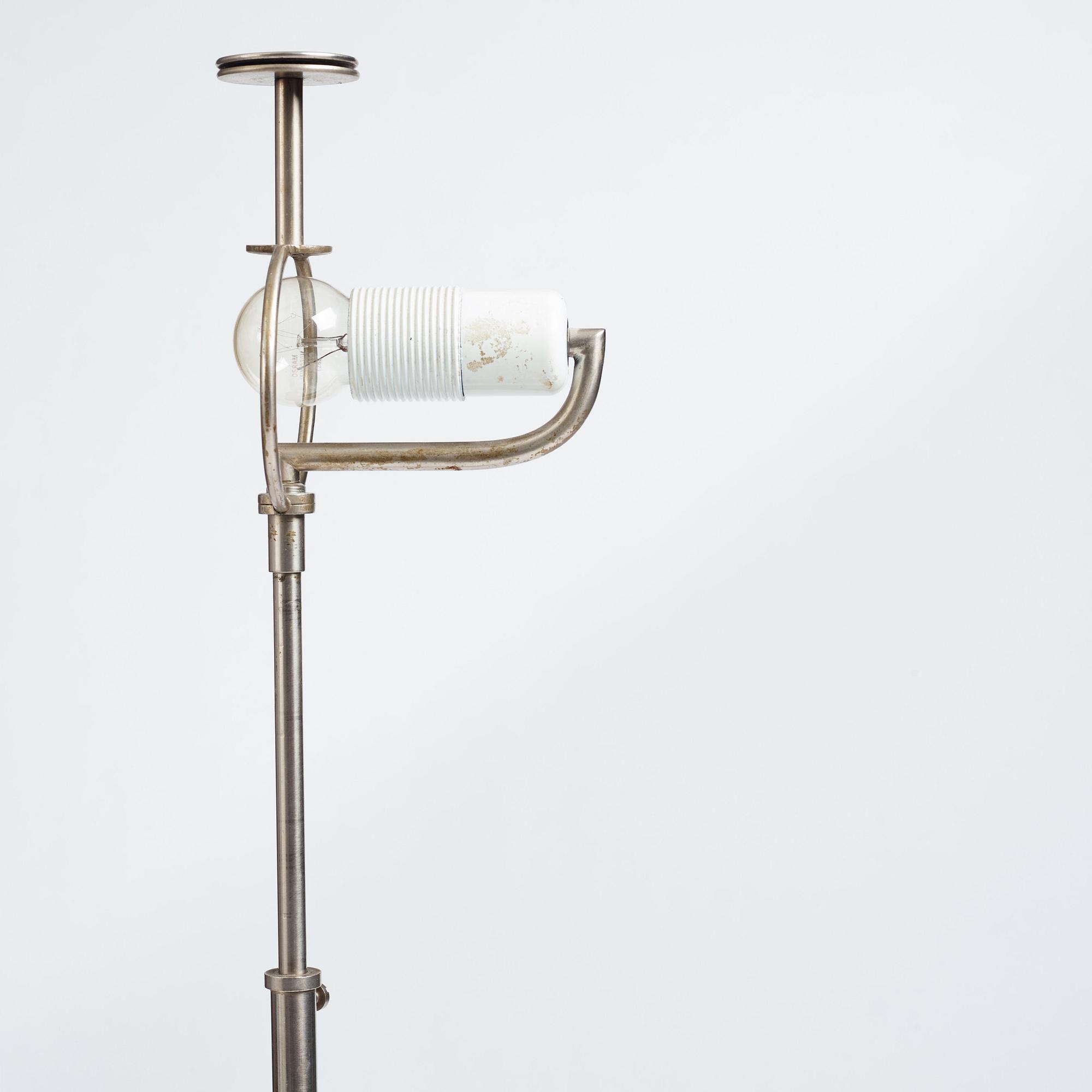 Futurum, probably designed by Margareta Köhler, a nickel plated floor lamp, Stockholm ca 1938.