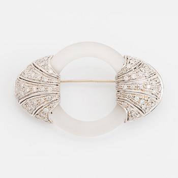 Rock crystal and brilliant cut diamond brooch.