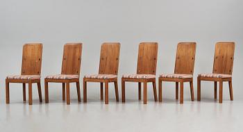 Axel Einar Hjorth, a set of six stained pine "Lovö" chairs, Nordiska Kompaniet, Sweden, 1930s.