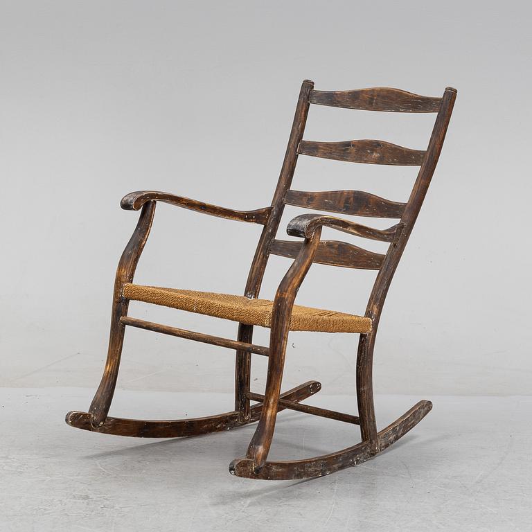 A stained beech rocking chair, Gemla, Diö, 1930-40s.