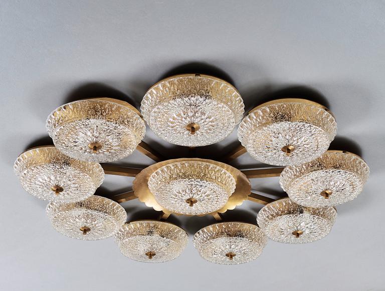 A ceiling lamp attributed to Carl Fagerlund , Orrefors, probably 1970's.