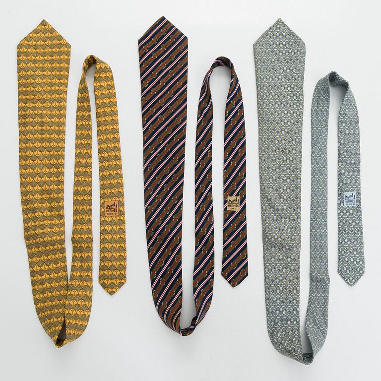 Hermès, three silk ties.