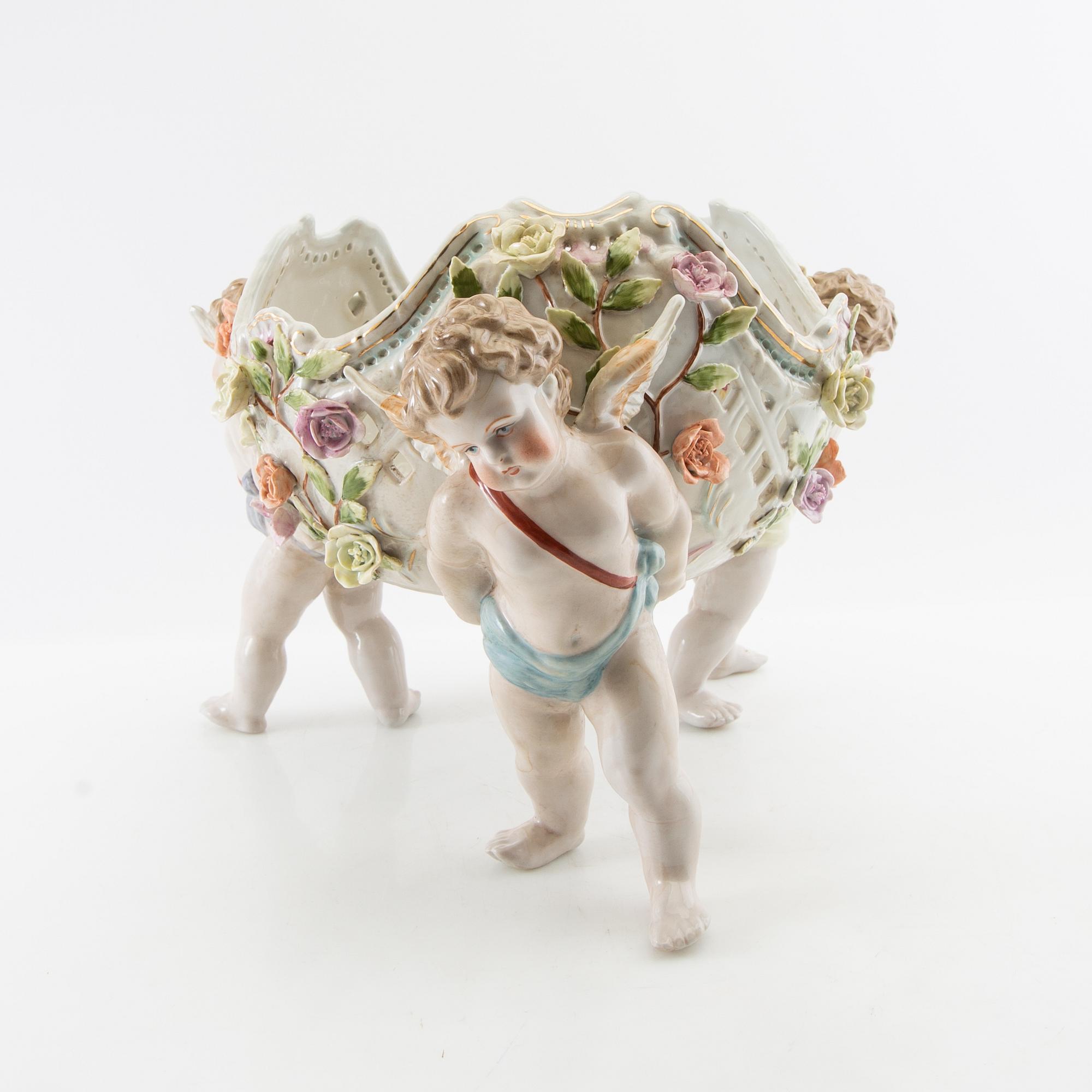 Goblet on foot Rococo style Germany mid 20th century porcelain.