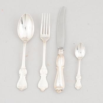 A Swedish Silver Cutlery, model "Olga", various makers, including CG Hallberg, Stockholm 1958 (48 pieces).
