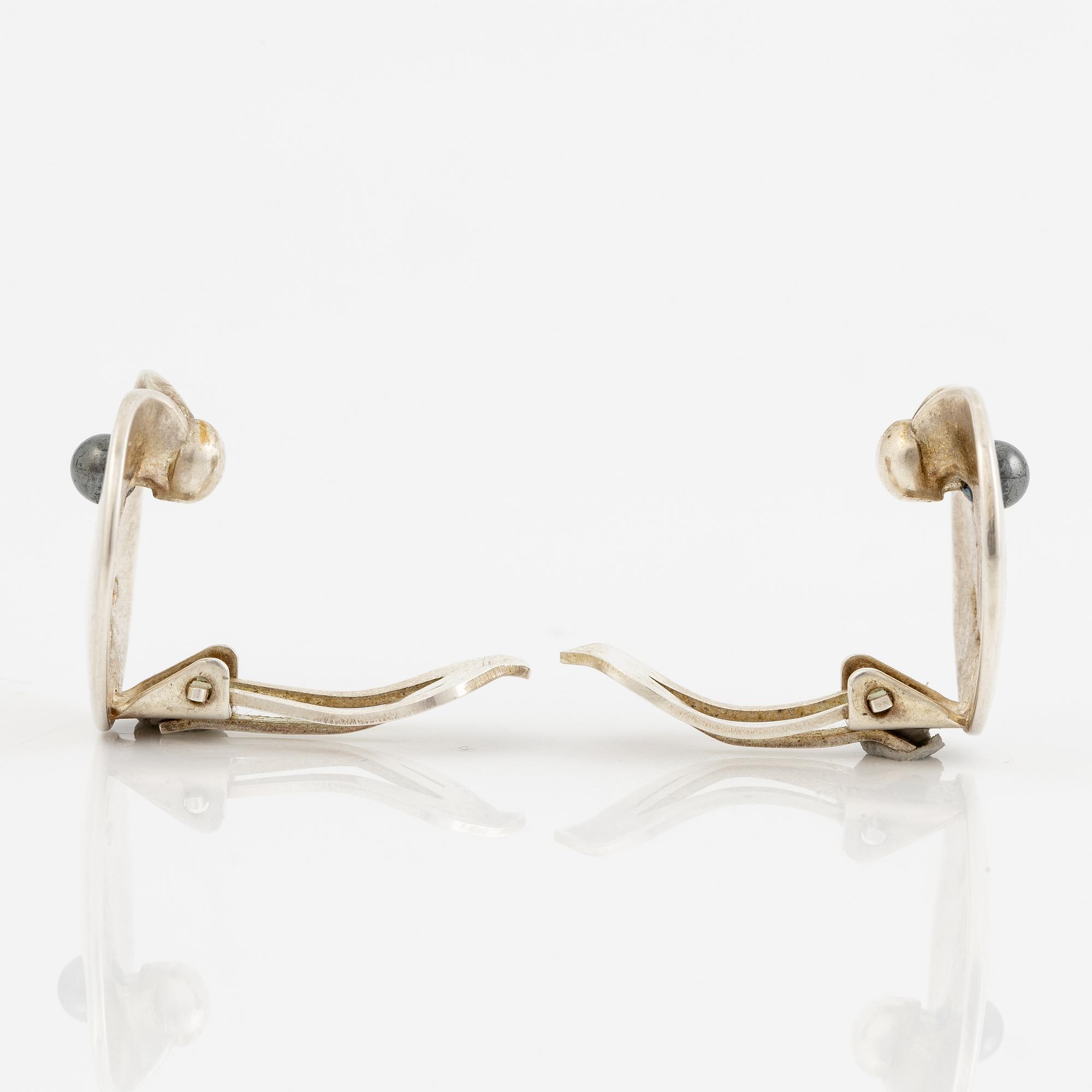 Georg Jensen, design Nanna Ditzel, earrings, a pair, silver with hematite.