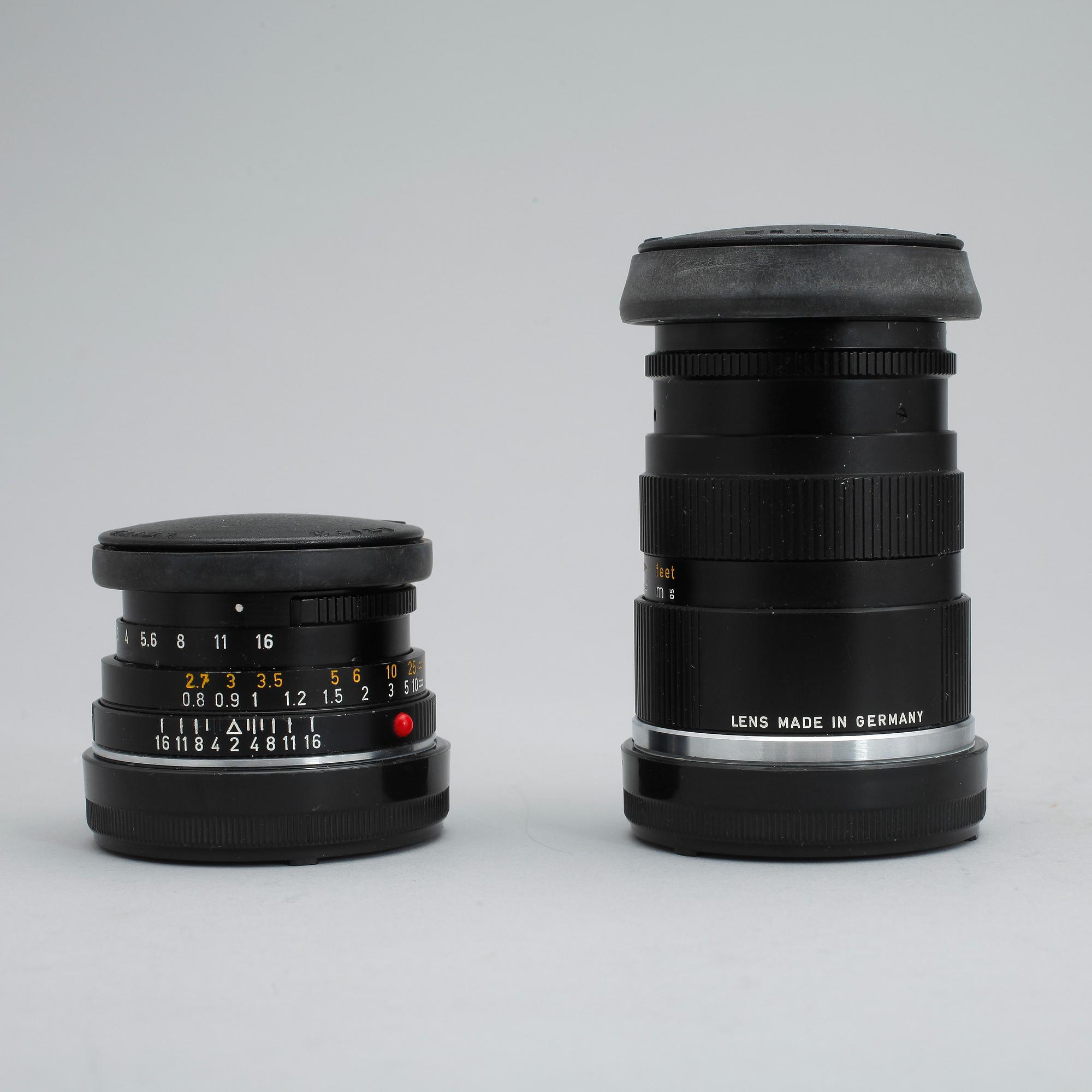 KAMERA samt 2 objektiv, Leica CL, nr. 1403135, 1974.
