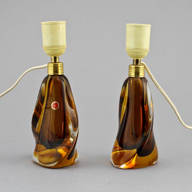 BORDSLAMPOR, ett par, glas, Murano, 1900-tal.