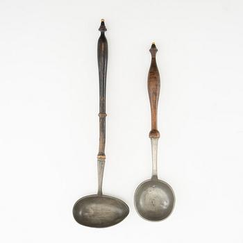 Bowl spoons/Soup spoons 2 pcs 19th century, tin.