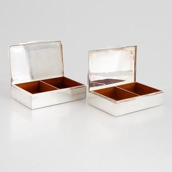 Two silver 830 cigarette cases, Swedish import marks, MEMA, circa mid-20th century.
