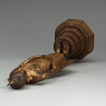 BUDDHA, bronserad och bemålad brons. Thailand, omkring 1900.