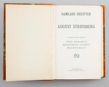 BÖCKER, 33 volymer, August Strindbergs samlade skrifter, Albert Bonniers Förlag, Stockholm, 1900-talets första hälft.