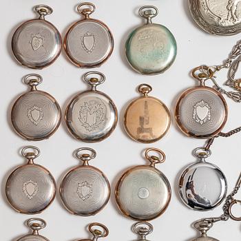 Collection of pocket watches, 63 pieces, "No reserve", various materials.