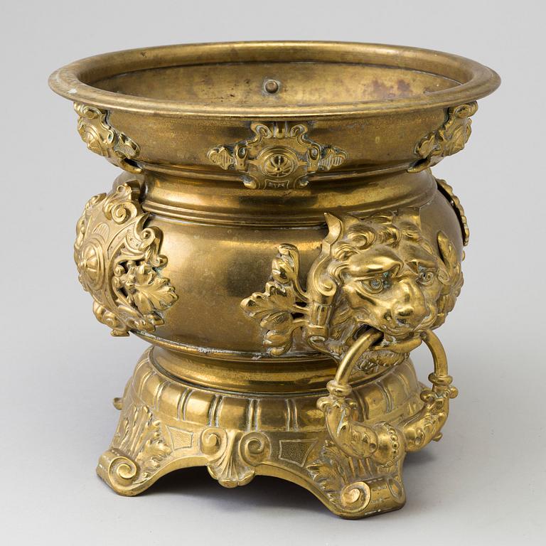 A late 19th century Neo Renaissance brass flower pot.