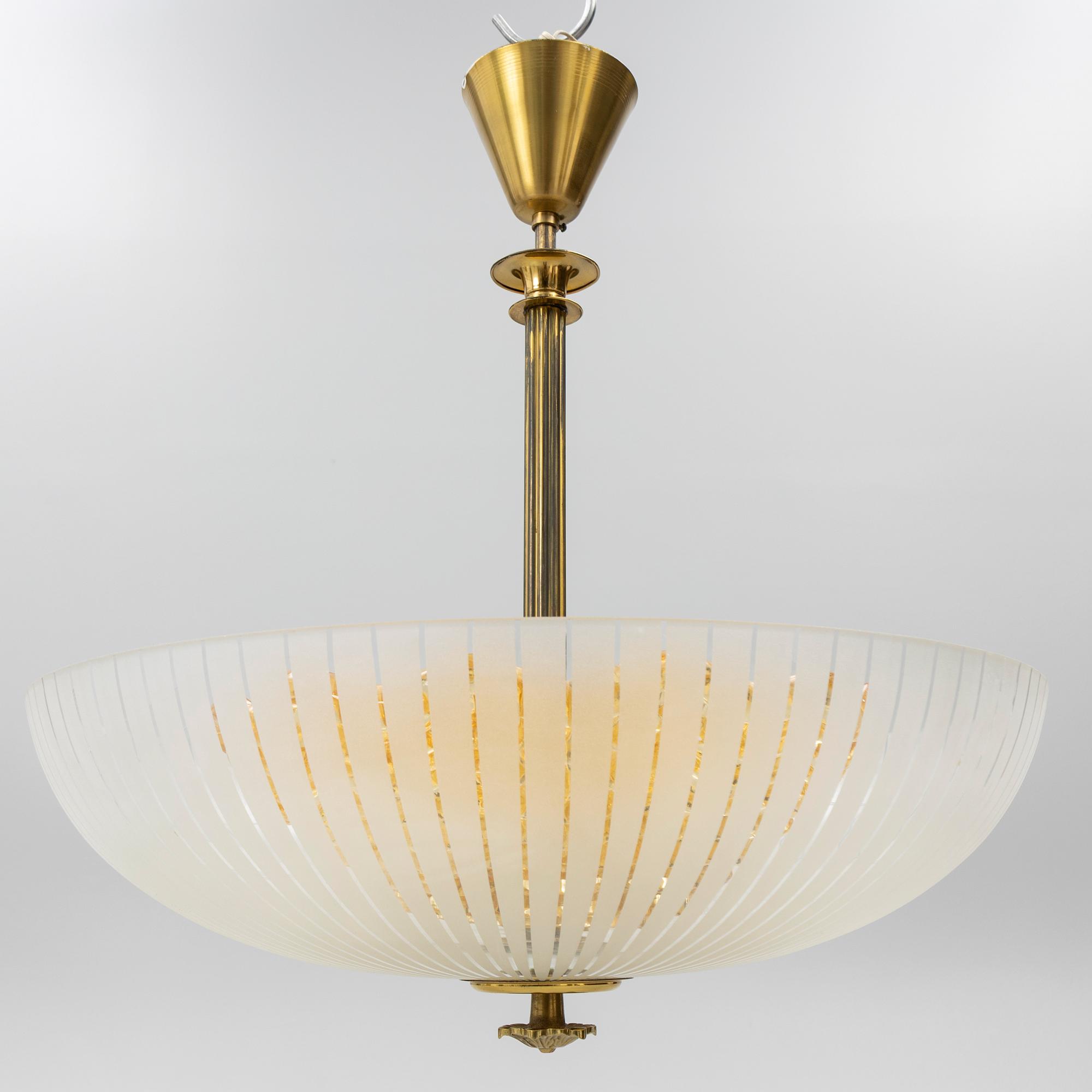 Ceiling lamp, Orrefors, mid-20th century.