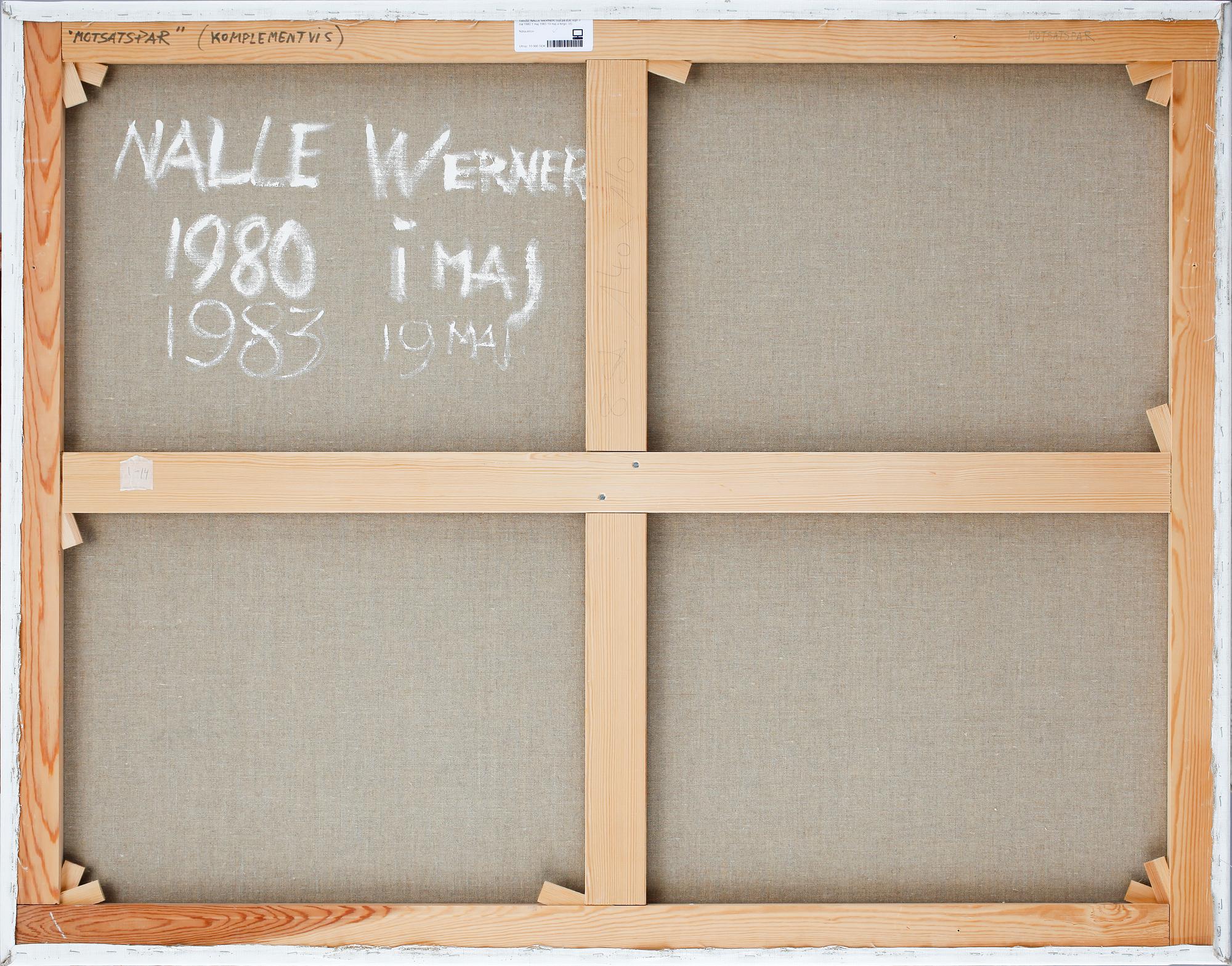 NALLE WERNER, olja på duk, sign o dat 1980 1 maj 1983 19 maj a tergo.