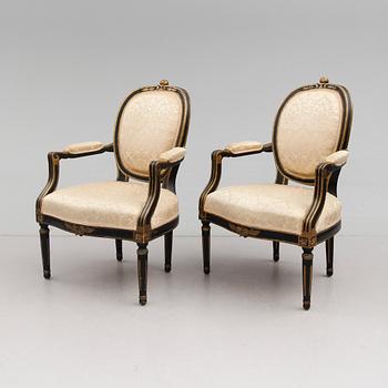 KARMSTOLAR, 1 par, gustaviansk stil, 1800-talets andra hälft.