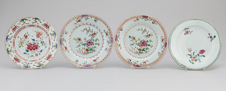 A group of 11 famille rose plates, Qing dynasty, Qianlong (1736-95).