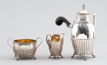 KAFFESERVIS, 3 delar, silver, Stockholm 1916. Vikt ca 949 gram.