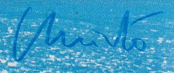Christo & Jeanne-Claude, offset in colours with textile application, signed.