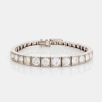 A 14K white gold bracelet set with old-cut diamonds.