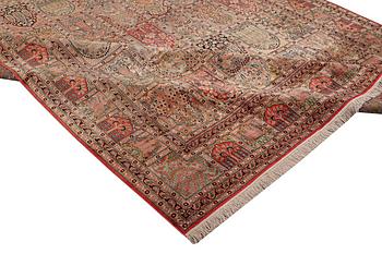 A carpet, silk Kashmir, ca 428 x 299 cm.