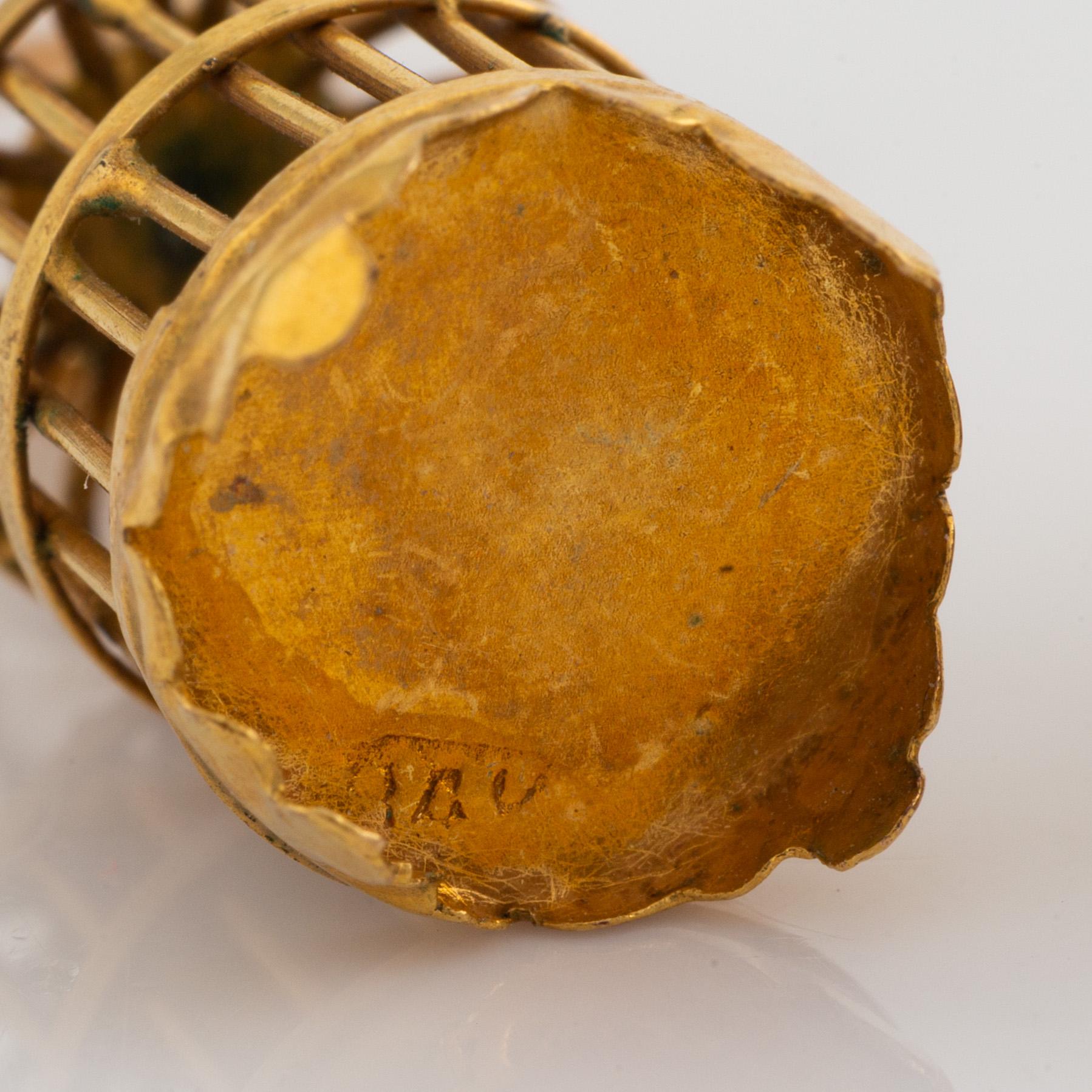 Örhängen, 1 par,  guld, fågelburar.